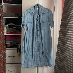 Madewell Denim Seamed Courier Tie-Waist Shirtdress